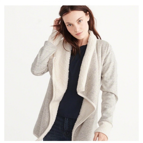 Abercrombie & Fitch Jackets & Blazers - A&F | Sherpa Fleece Jacket in HEATHER GREY